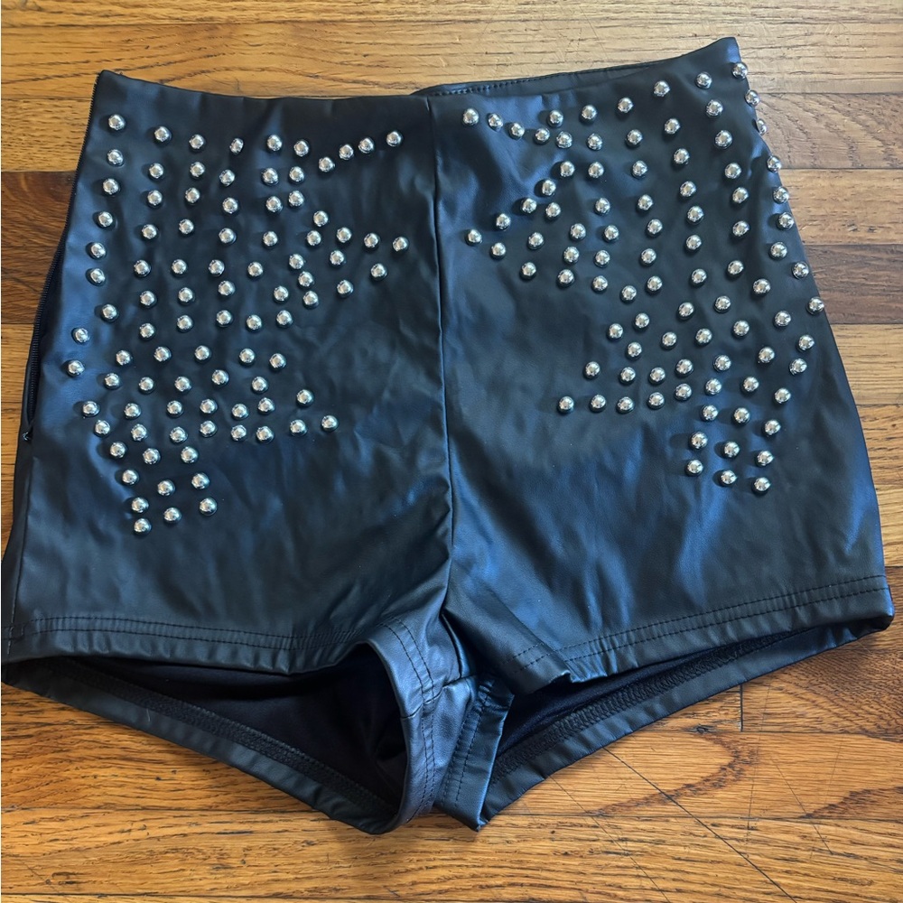 SHEIN Black High Waist Studded Shorts